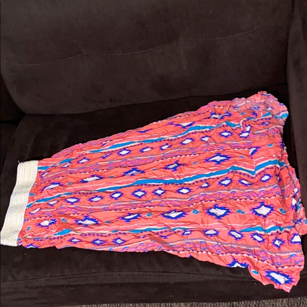 Multi color stretchy long flow skirt